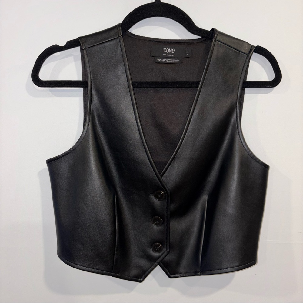 Black Faux Leather Vest